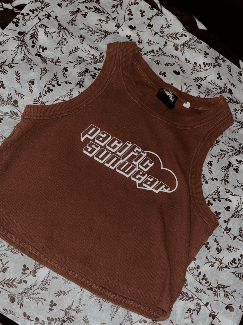 PacSun Brown Ribbed Logo Crop Tank